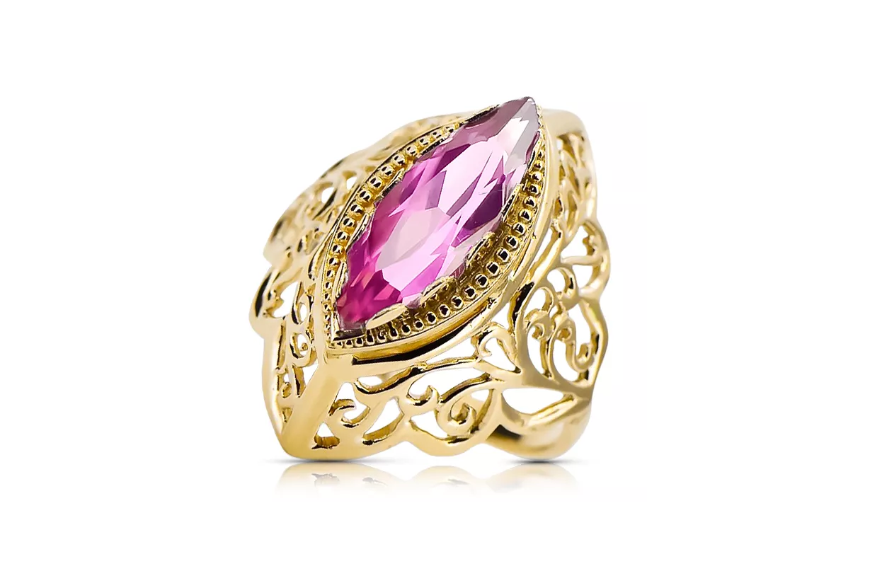 Or jaune 14 carats Améthyste Anneau Vintage vrc017y